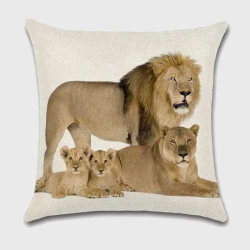 Lion Family Cushion Cover