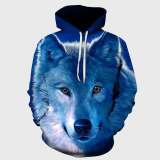 Family Matching Hoodie Blue Wolf Face Hoodies