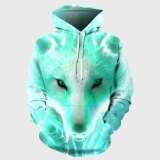 Green Wolf Face Hoodie