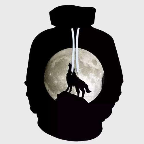 Wolf Howling At Moon Hoodie