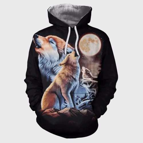 Wolf Packs Howling Moon Hoodie