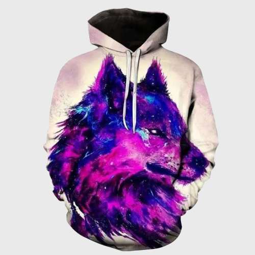 Colorful Wolf Face Hoodie