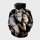Family Matching Hoodie Girl And Wolf Hoodie