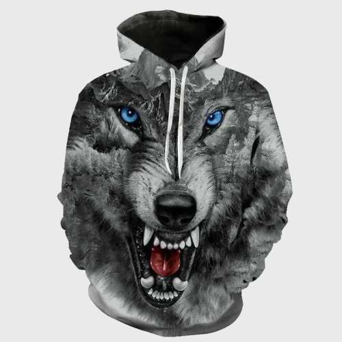 Scary Wolf Face Hoodie