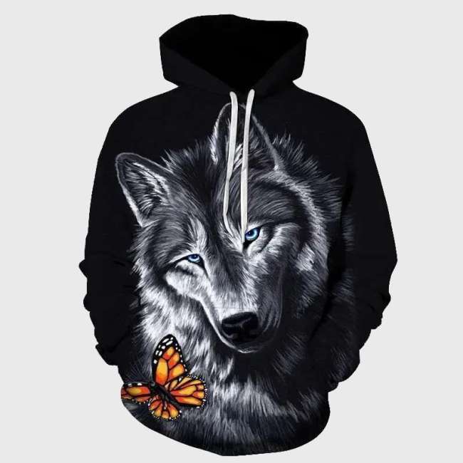 Wolf And Butterfly Hoodie