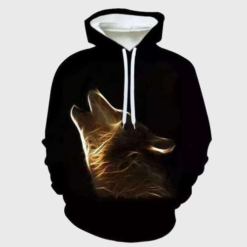 Black Wolf Head Hoodie