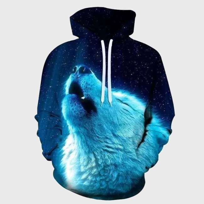 Galaxy Howling Wolf Hoodie