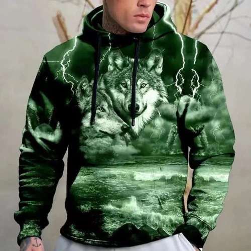Wolf Print Hoodie