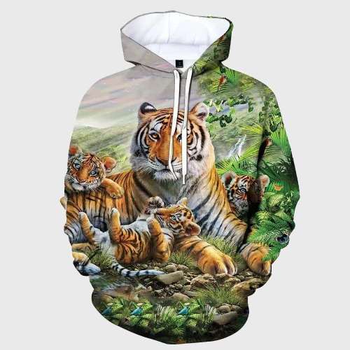 Tiger Mom And Cubs Hoodies