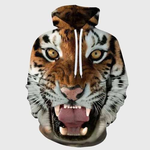 3D Angry Tiger Hoodie