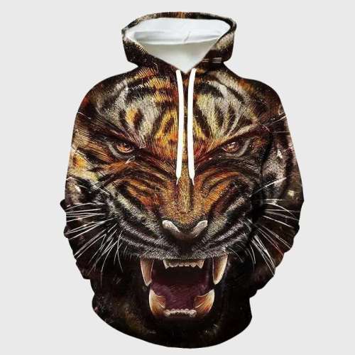 Angry Tiger Print Hoodie
