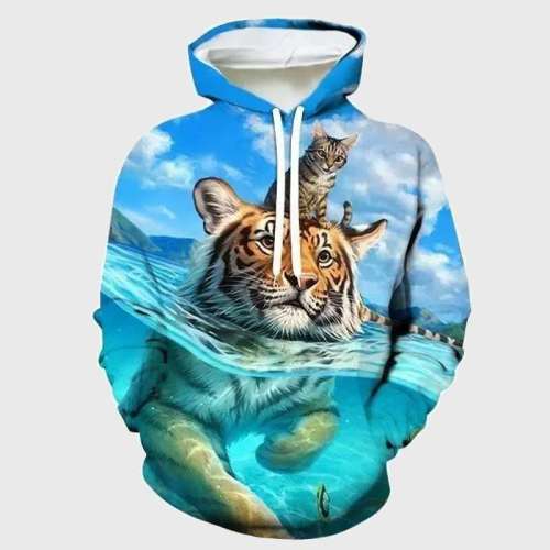 Family Matching Hoodie Cat And Tiger Hoodie