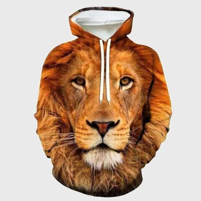 Family Matching Hoodie Lion Face Print Hoodie