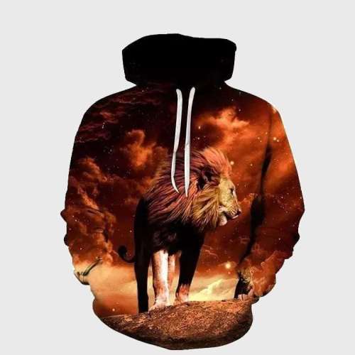 Dad Cub Lion Print Hoodie