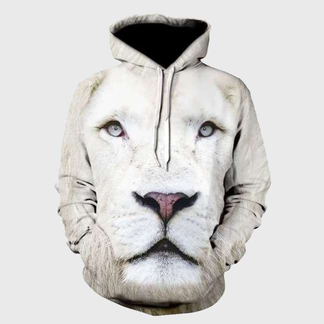 Family Matching Hoodie 3D White Lion Hoodie