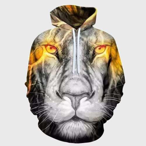 3D Lion Face Hoodie
