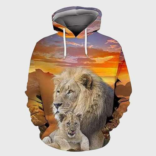 Dad And Cub Lion Hoodies