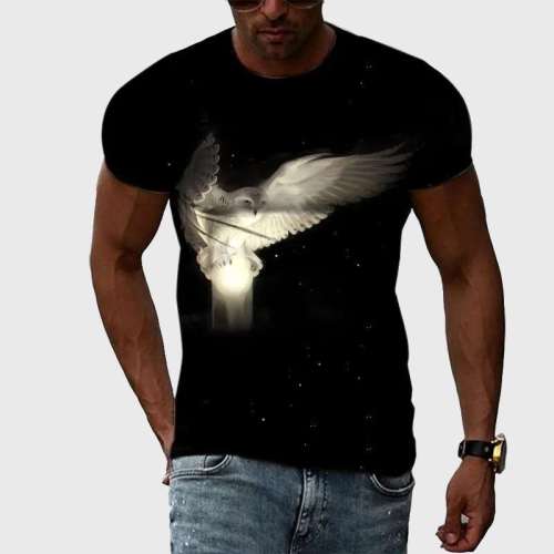 Black Owl Print T-Shirt
