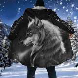 Galaxy Wolf Print Coat