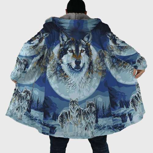 Wolf Packs Print Fleece Coat