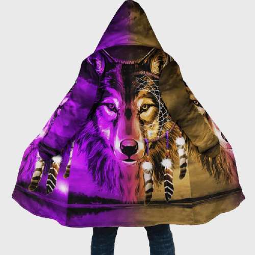 Native Wolf Print Coat