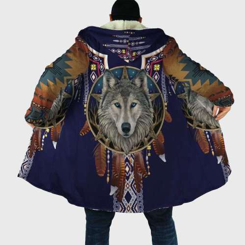 Tribal Wolf Print Coat