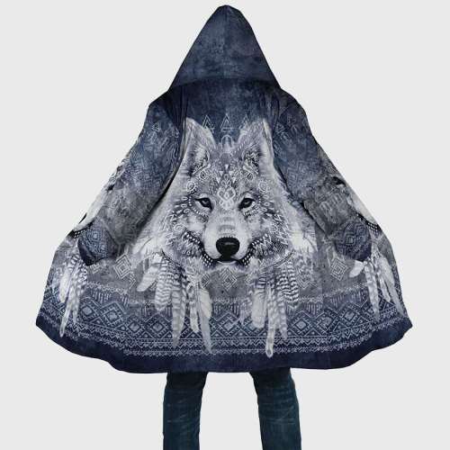 Geometric Wolf Print Coat