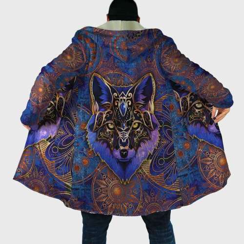 Tribal Wolf Print Coat