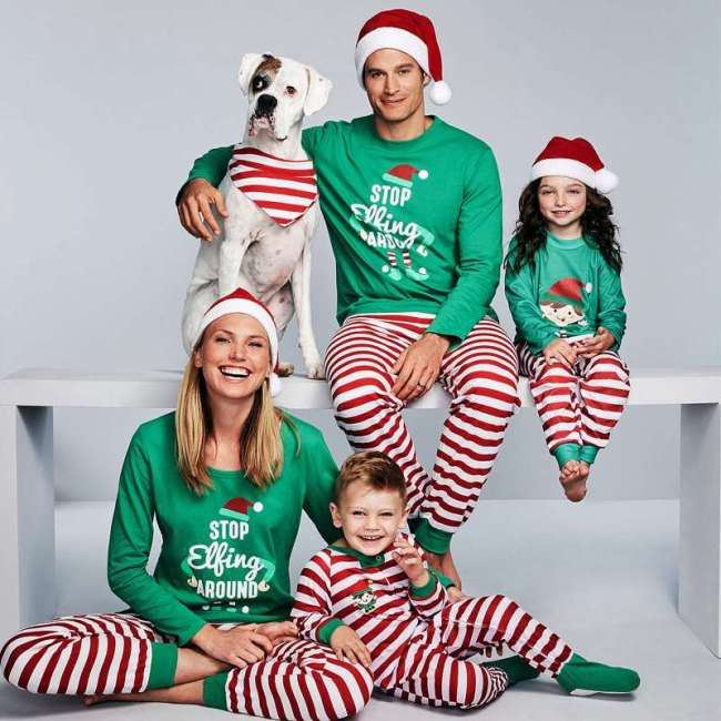 Christmas Stop Elfing Around Family Pajamas Set