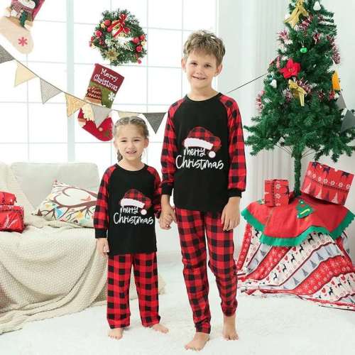Christmas Red Plaids Family Pajamas Set