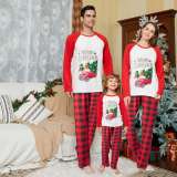 Merry Christmas Car Red Plaids Family Pajamas Set