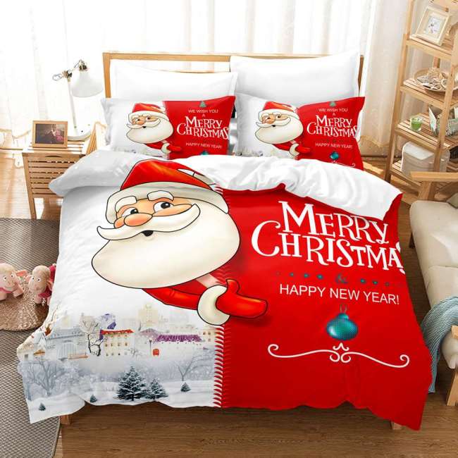 Merry Christmas And Happy New Year Santa Claus Bedding Set