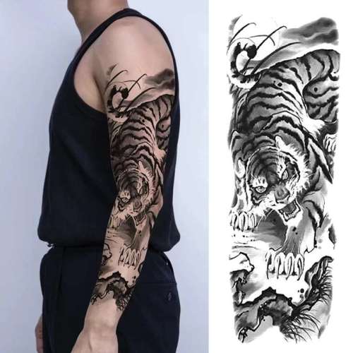 Full Arm Tiger Tattoo