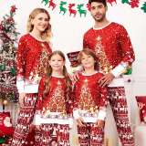Christmas Snowflakes Deer Pant Family Pajamas Set