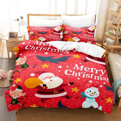 Merry Christmas Santa Claus Snowman Bedding Set