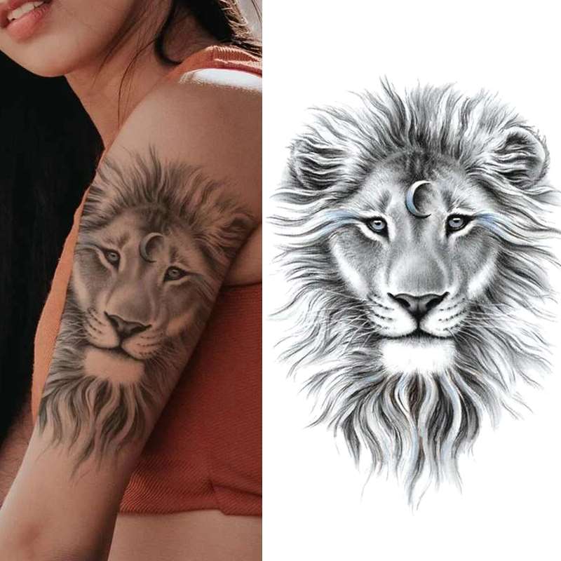 Waterproof Full Arm Temporary Tattoo Man Lion Wolf Sticker Women Clock Eye  Body Art Sleeve Flash Fake Shoulder Totem - Temporary Tattoos - AliExpress