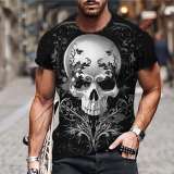 Black Flower Skull T-Shirt