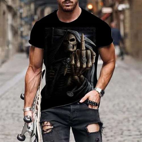 Black Halloween Skull T-Shirt