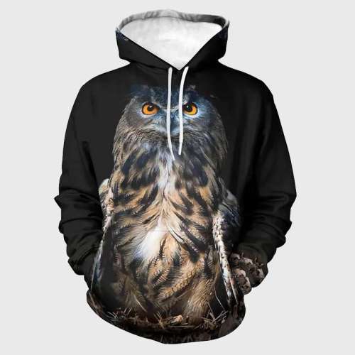 Owl Print Black Hoodie