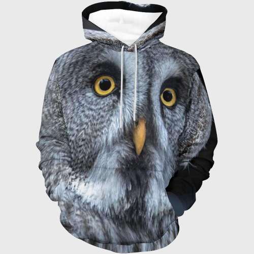 3D Owl Print Hoodie