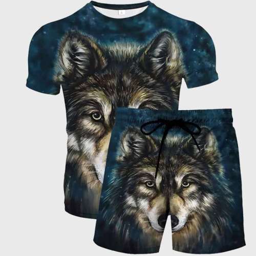 Wolf Head Shirt Shorts Set