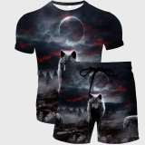 Dark Wolf Moon Shirt Shorts Set