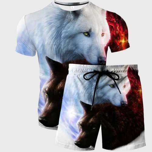 Yin Yang Wolf Shirt Shorts Set