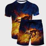 Fire Wolf Shirt Shorts Set