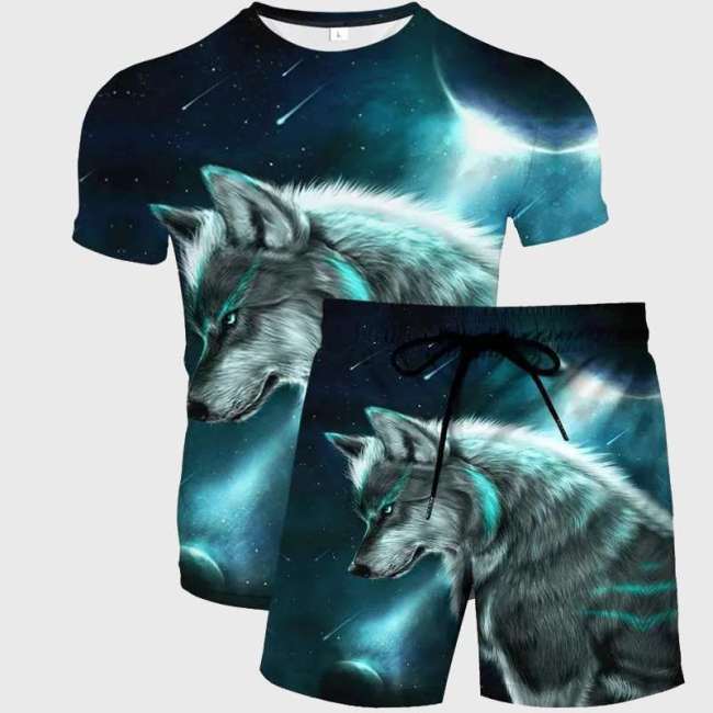 Wolf Galaxy Shirt Shorts Set