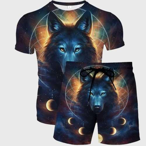 Cosmic Wolf Shirt Shorts Set