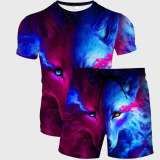 Galaxy Wolf Shirt Shorts Set