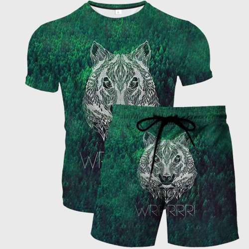 Viking Wolf Shirt Shorts Set