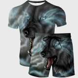Cute Wolf Shirt Shorts Set
