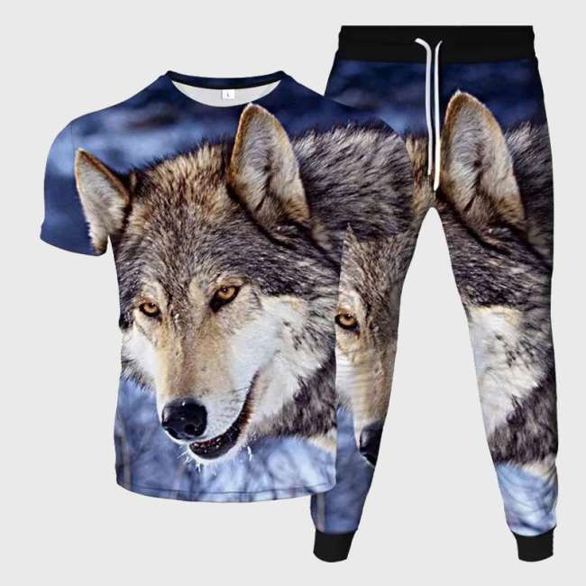 Casual Wolf Shirt Pant Set